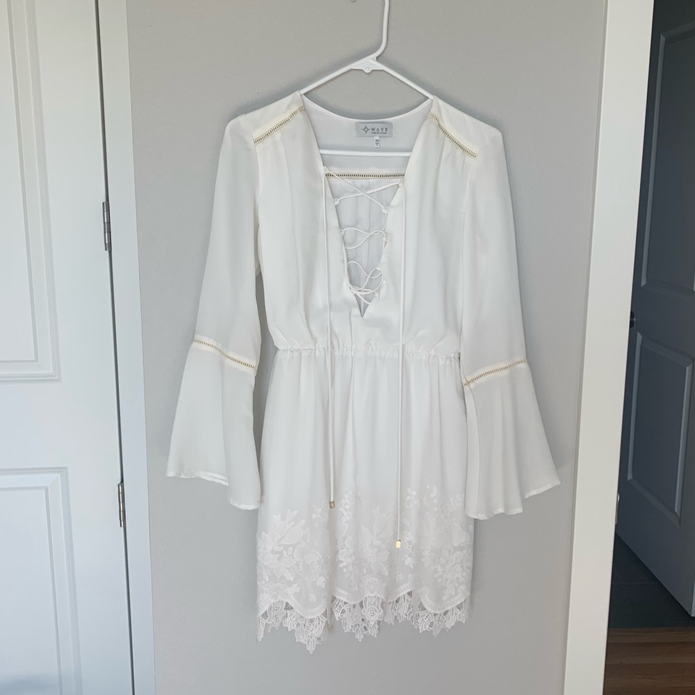 Wayf Nordstrom Bell Sleeve White Dress